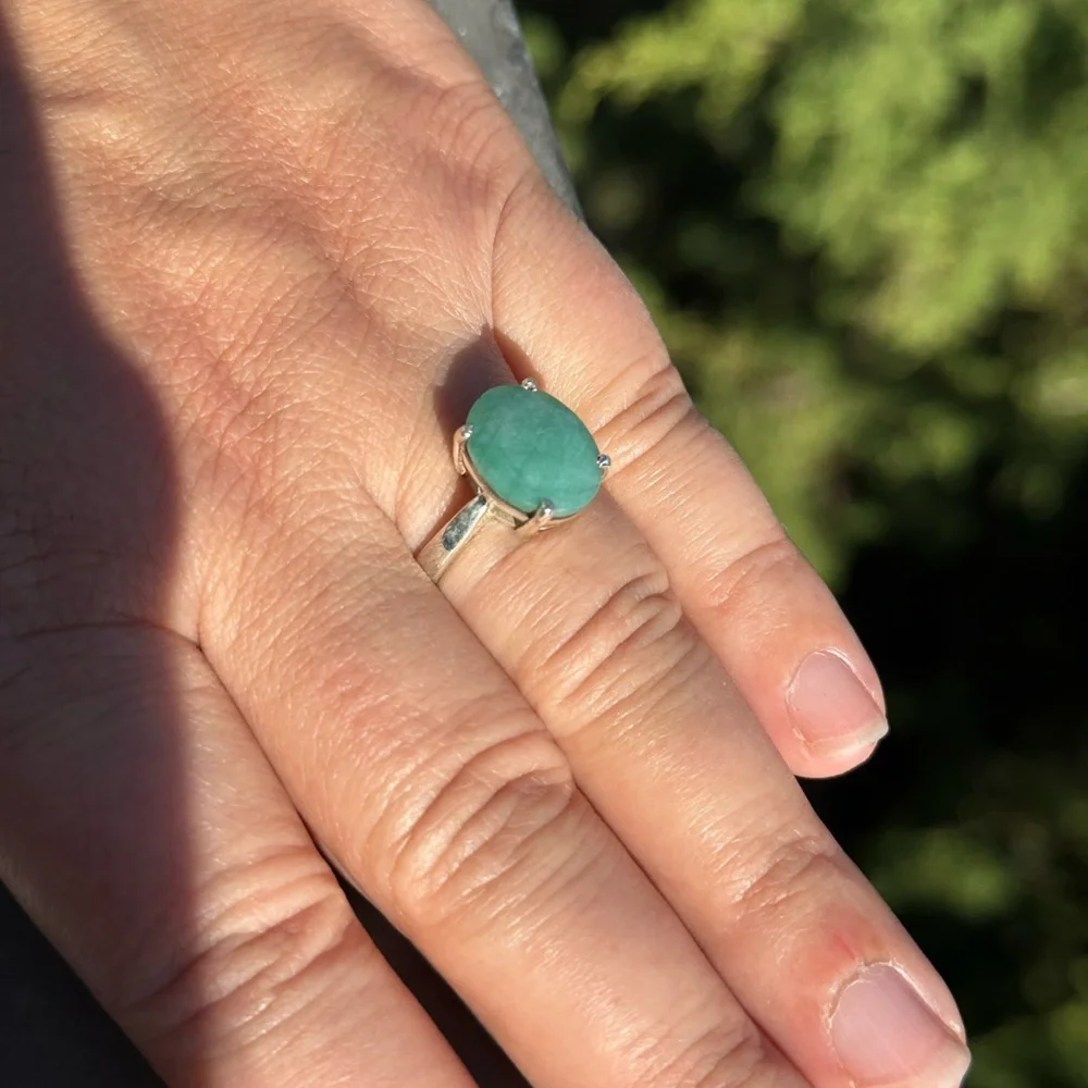 Handmade Natural Emerald Ring | 4 Carat | 925 Sterling Silver | Size 8